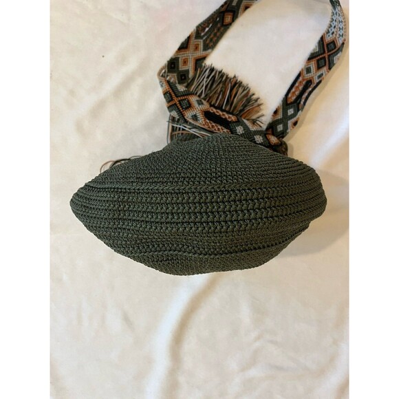 Nativo Macrame Crochet Round Crossbody Handbag Aztec Strap Southwest Fringe - Picture 11 of 11